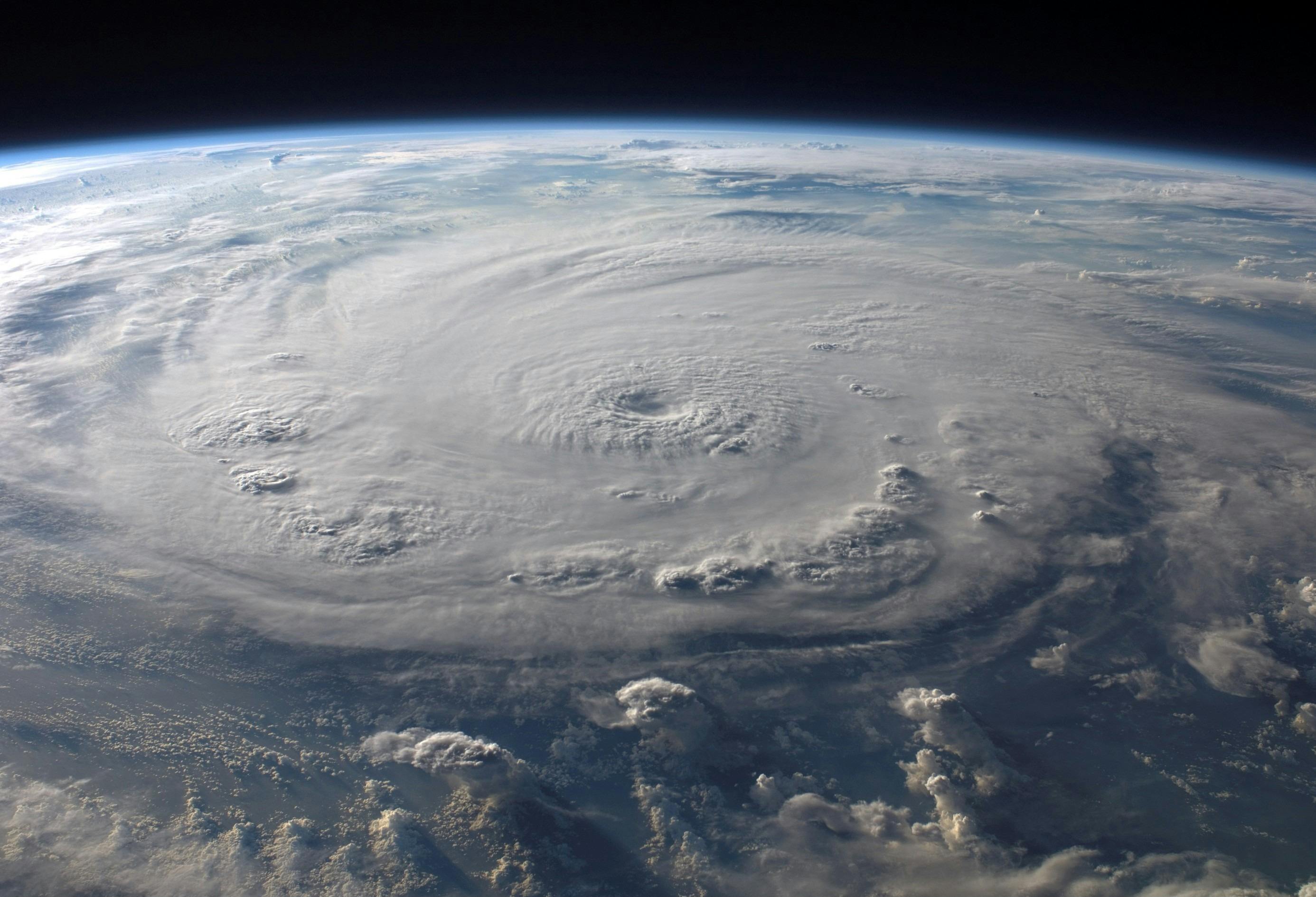 Satellite view of a hurricane approaching Myrtle Beach