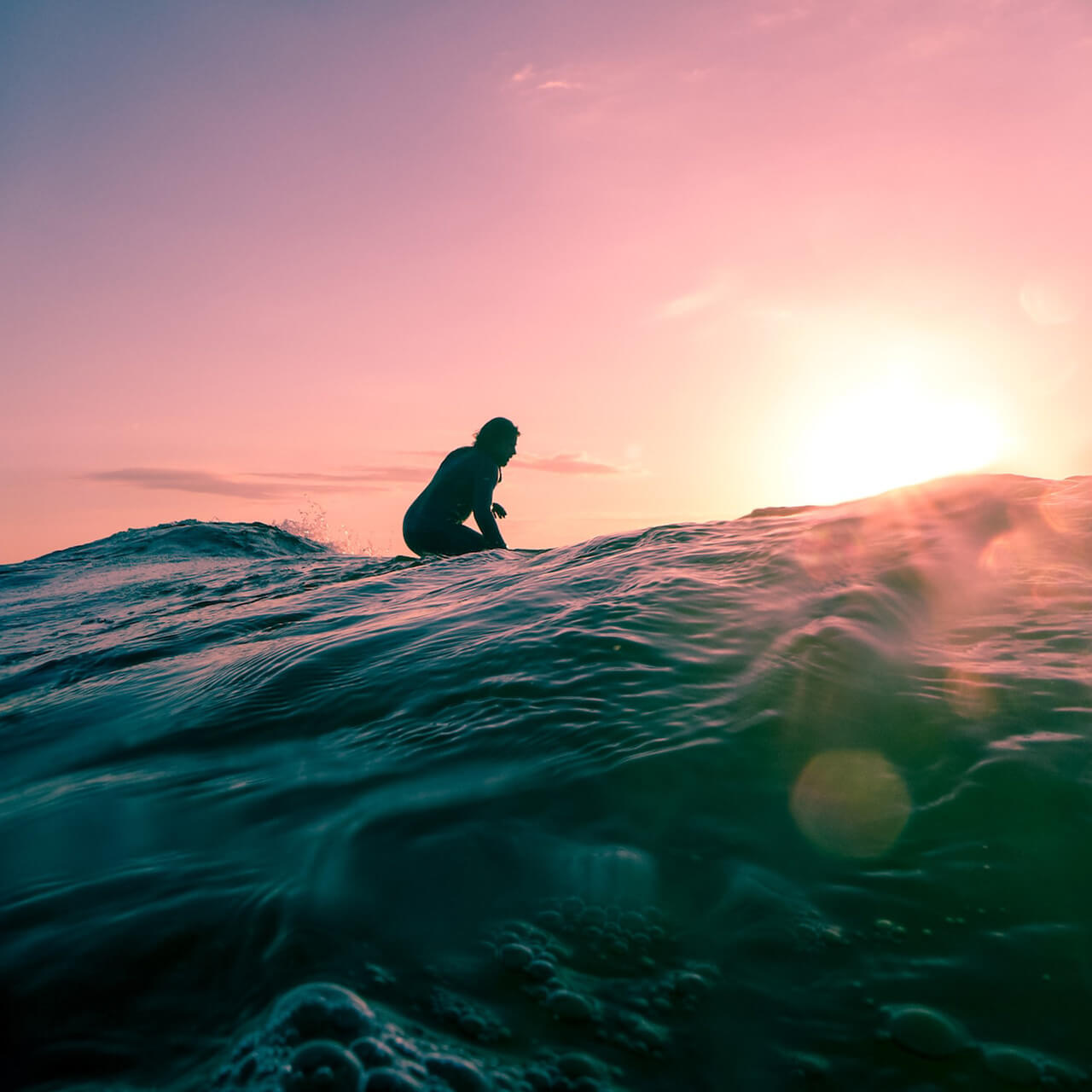 Surfer riding a wave